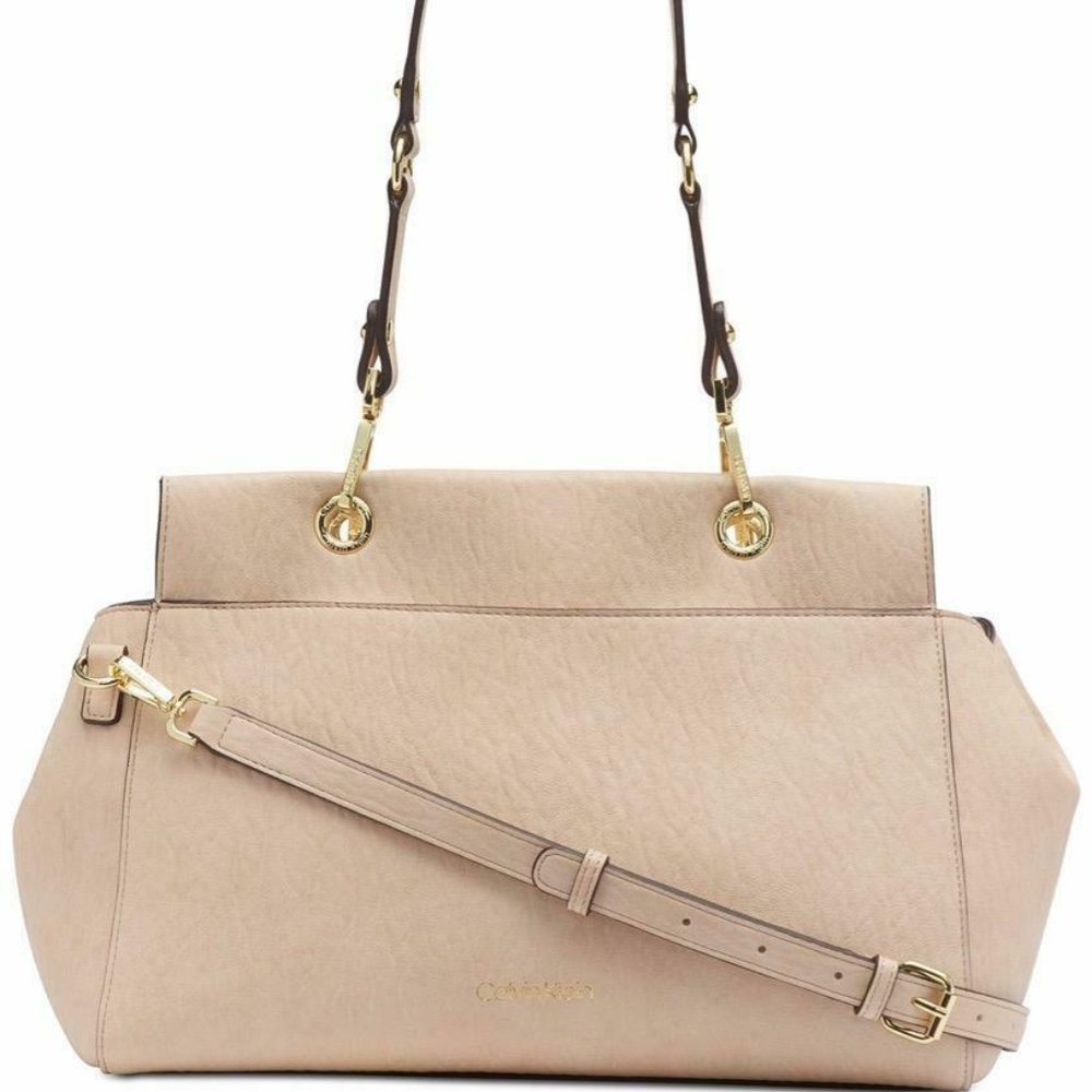 CALVIN KLEIN SONOMA DOUBLE HANDLE SATCHEL PVC SAND